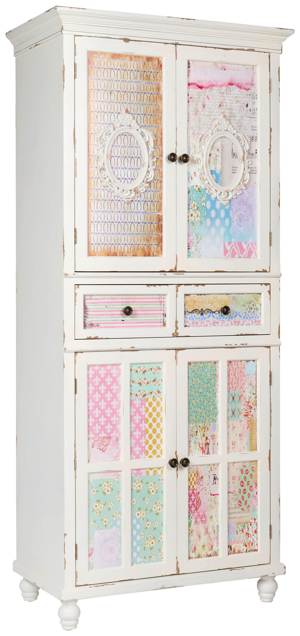 OMARA, masivno smreka večbarvno, bela  - bela/večbarvno, Trend, kovina/leseni material (80/180/45cm) - Landscape