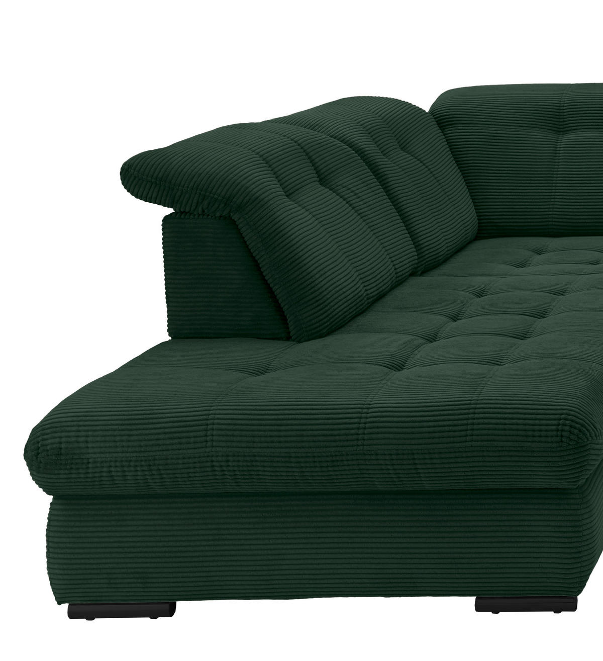 WOHNLANDSCHAFT in Cord Dunkelgrün  - Dunkelgrün/Schwarz, Modern, Textil/Metall (252/387/184cm) - Livetastic