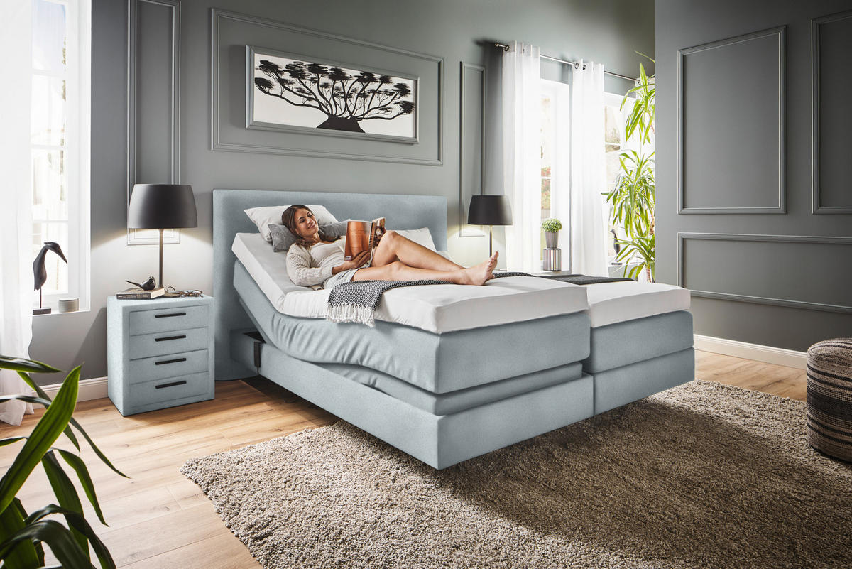 BOXSPRINGBETT 160/200 cm  in Hellgrau  - Hellgrau, Konventionell, Holz/Textil (160/200cm) - Dieter Knoll