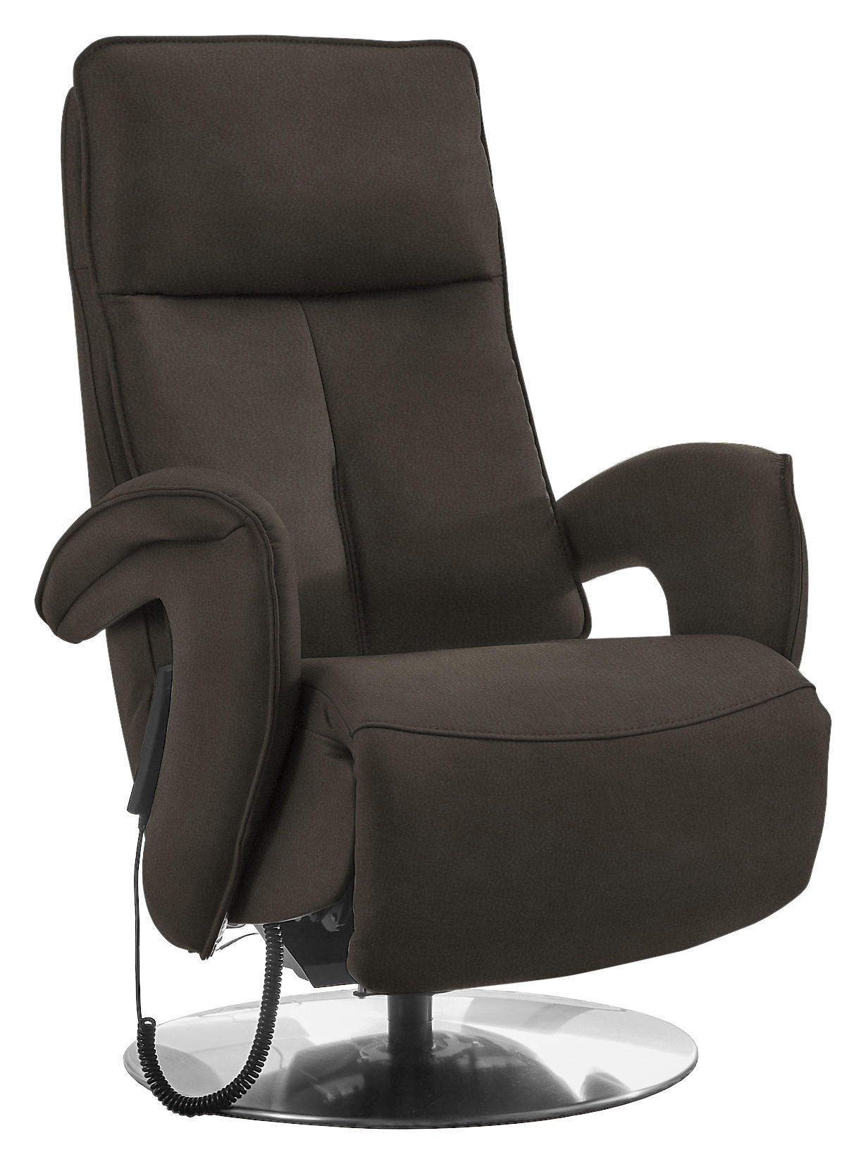 RELAXSESSEL in Leder Graubraun  - Chromfarben/Graubraun, Design, Leder/Metall (77/110/87cm) - Valdera