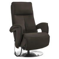 RELAXSESSEL in Leder Graubraun  - Chromfarben/Graubraun, Design, Leder/Metall (77/110/87cm) - Valdera