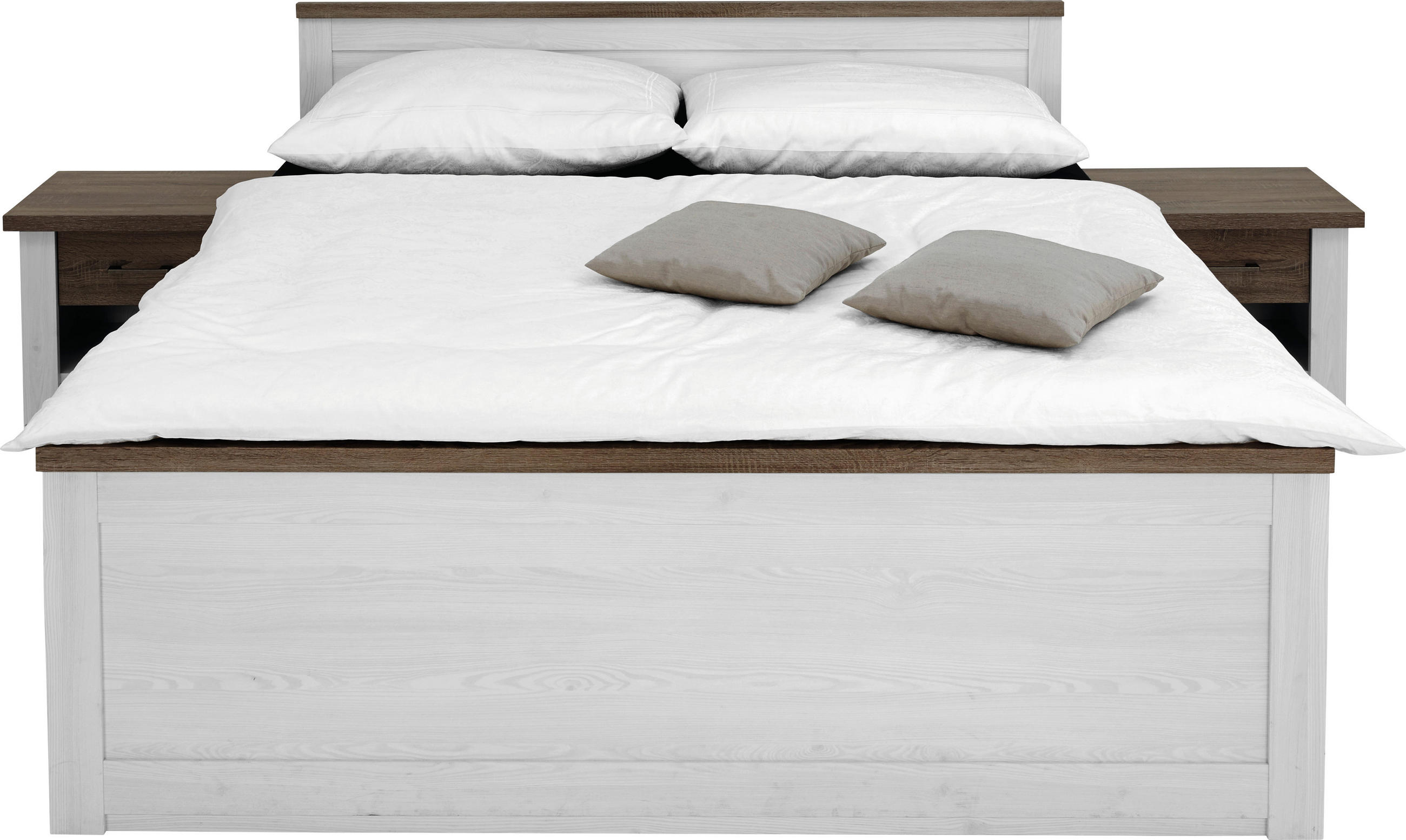 SET KREVETA I NOĆNIH ORMARIĆA   180/200 cm   bijela, boje tartuf hrasta  - bijela/boje tartuf hrasta, Design, drvni materijal (180/200cm) - Carryhome