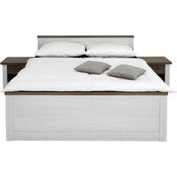 RAM KREVETA SA NOĆNIM STOČIĆEM 180/200 cm     bela, boja hrasta tartufa  - boja hrasta tartufa/bela, Dizajnerski, pločasti materijal (180/200cm) - Carryhome