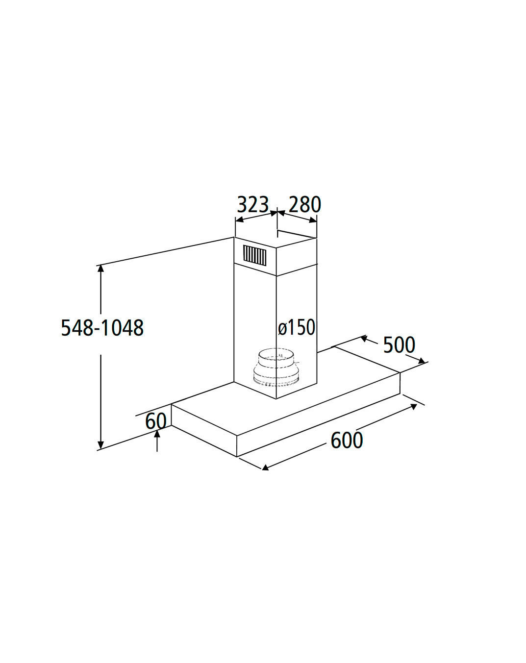 Thumbnail - PKM Dunstabzugshaube T1-60A++Ixez, Edelstahl, Metall, A++, 60x104.80x50 cm, Arbeitsplatzbeleuchtung, Küchen, Küchenelekt...