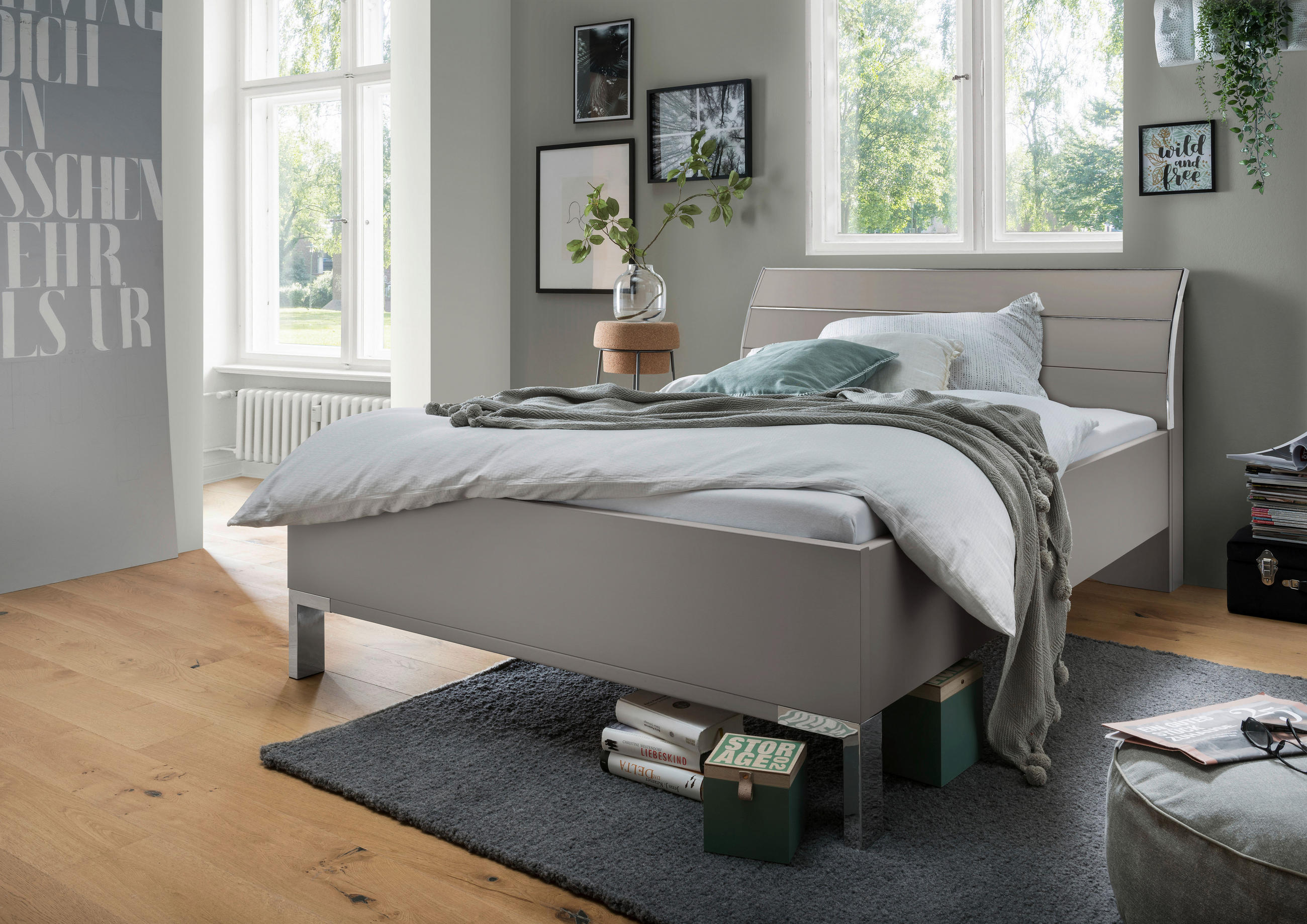 BETT 90/200 cm  in Grau  - Chromfarben/Grau, KONVENTIONELL, Metall (90/200cm) - Dieter Knoll