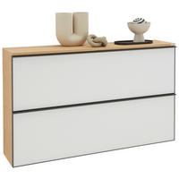 SCHUHKIPPER  in 140/83/31 cm  - Weiss/Eichefarben, Design, Glas/Holz (140/83/31cm) - Dieter Knoll