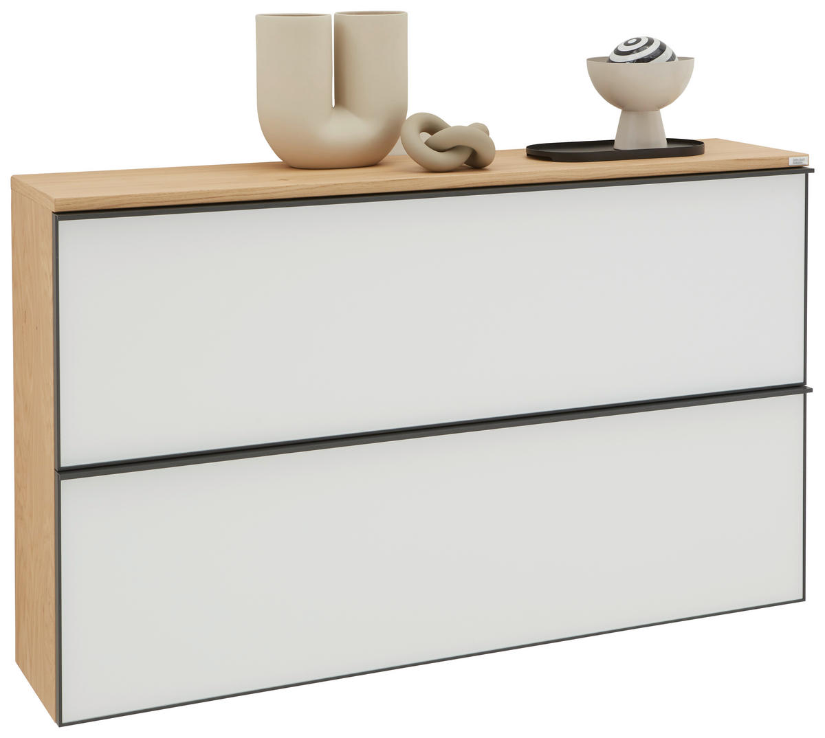 SCHUHKIPPER  in 140/83/31 cm  - Weiss/Eichefarben, Design, Glas/Holz (140/83/31cm) - Dieter Knoll