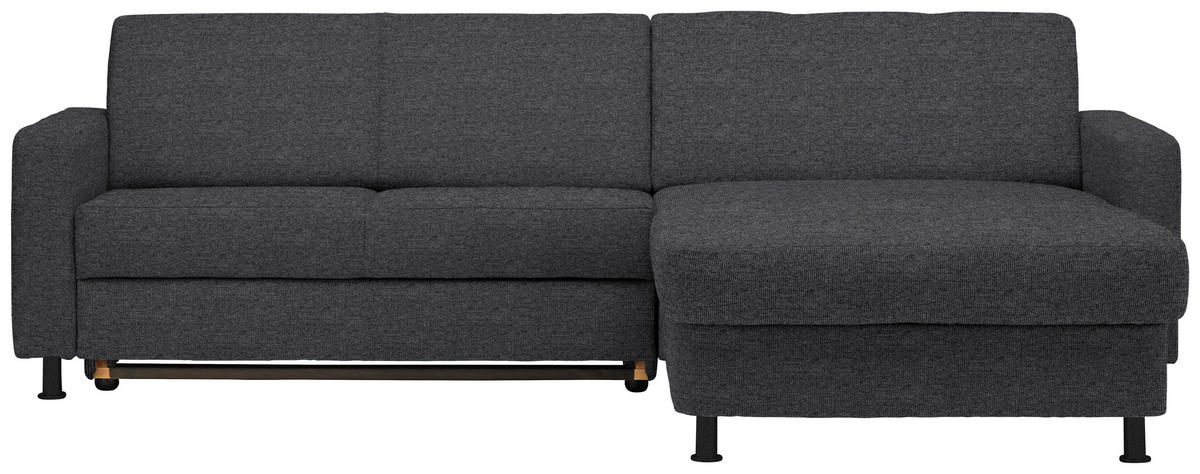 ECKSOFA in Webstoff Dunkelgrau  - Dunkelgrau/Schwarz, Design, Kunststoff/Textil (257/165cm) - Xora
