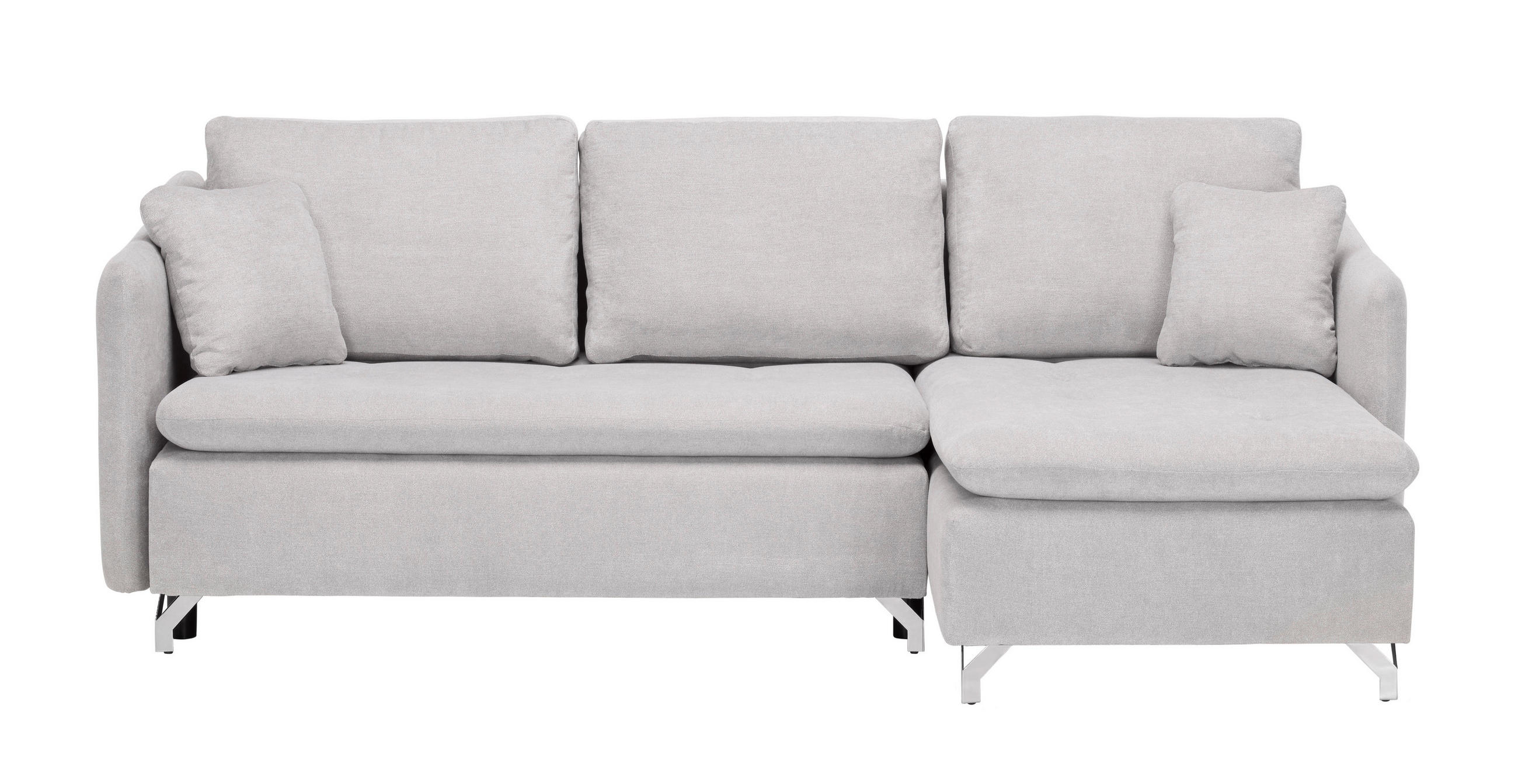 ECKSOFA Grau Struktur  - Silberfarben/Grau, Design, Textil/Metall (223/146cm) - Ti'me