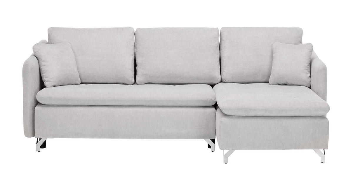 ECKSOFA in Struktur Grau  - Silberfarben/Grau, Design, Textil/Metall (223/146cm) - Ti'me