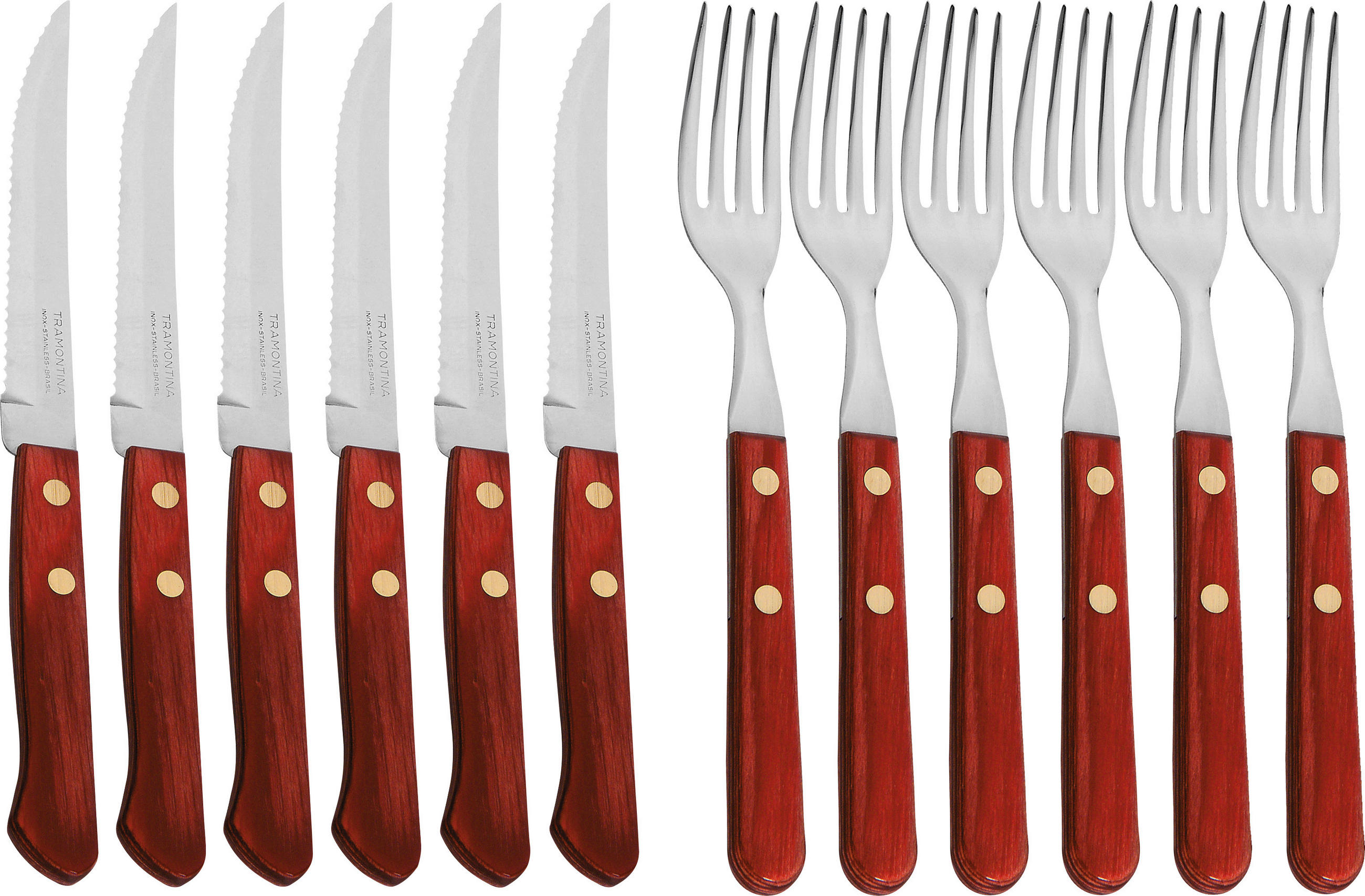 PRIBOR ZA ZREZKE     12-delni  - rjava, Natur, kovina/les - Homeware