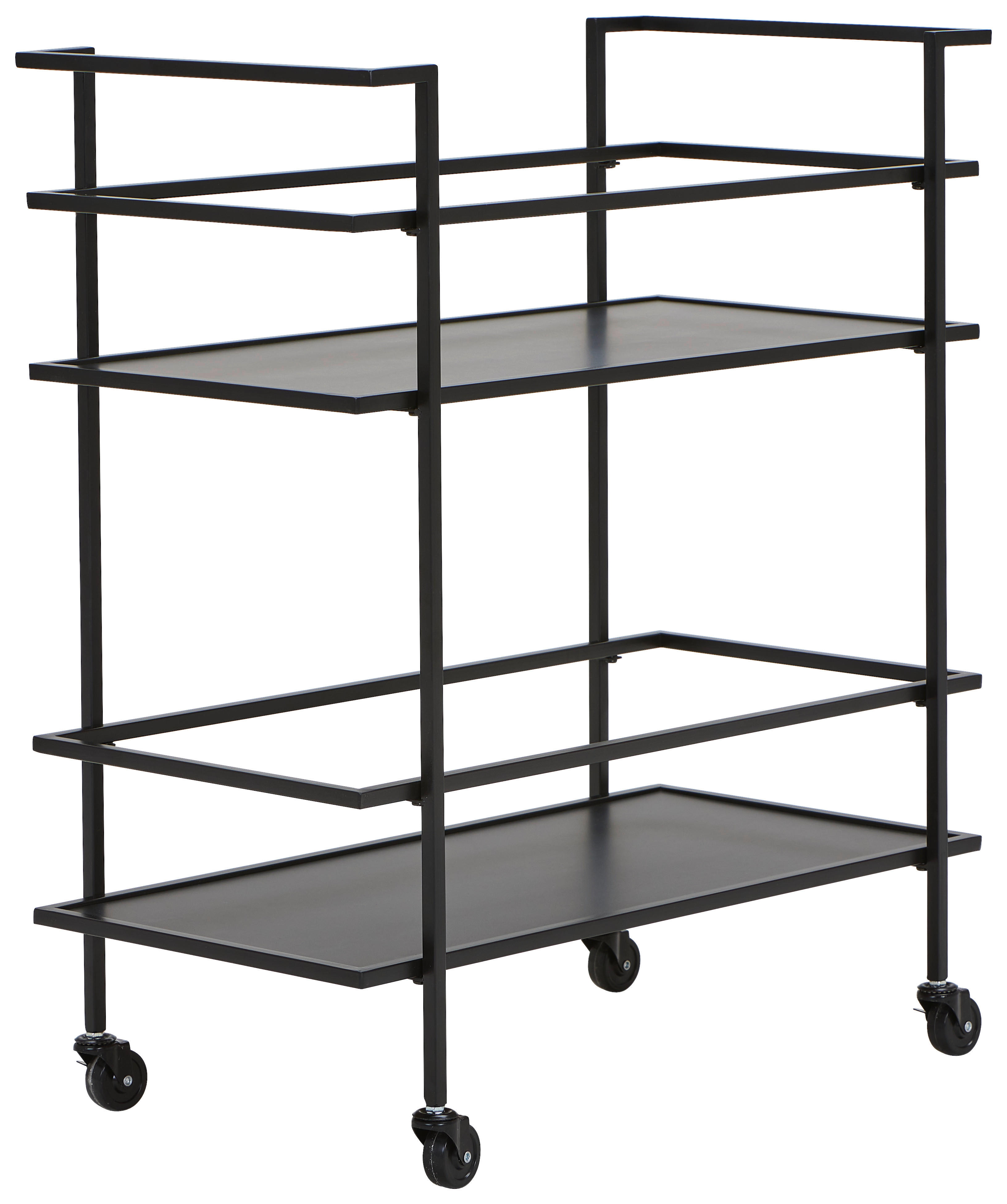 SERVIERWAGEN Schwarz  - Schwarz, Design, Holzwerkstoff/Metall (74/85/38cm) - MID.YOU