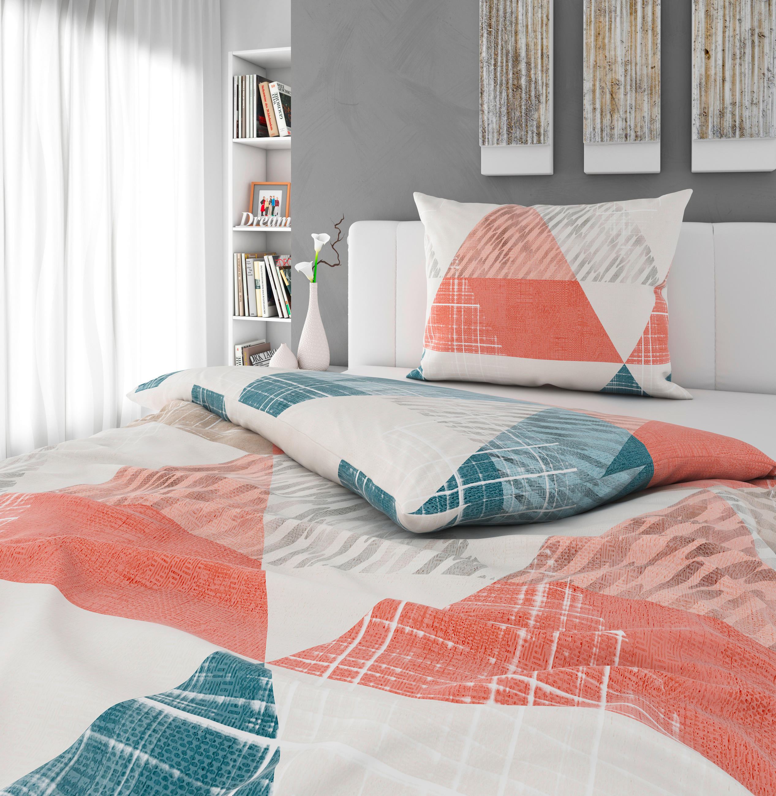 POSTELJNINA TRINZIA 140/220 cm saten terakota  - terakota, Konvencionalno, tekstil (140/220cm) - Esposa