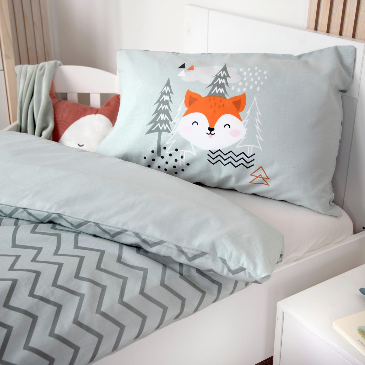 BABYBETTWÄSCHE Nordic Forest Renforcé 100/135 cm  - Mintgrün, Textil (100/135cm) - baby best