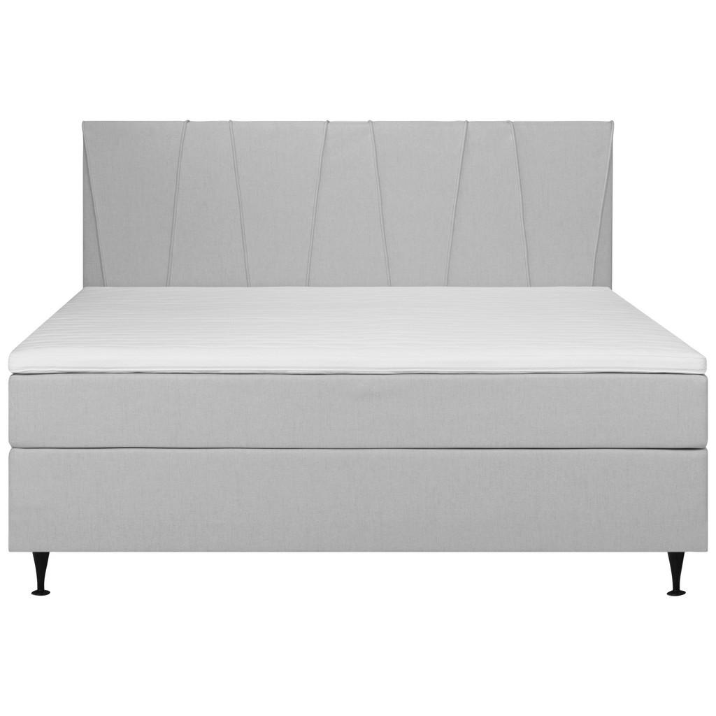 Thumbnail - Mid.you Boxspringbett, Dunkelgrau, Textil, H3, Höhe ca. 36 cm, 160x200 cm, gepolstertes Kopfteil, Topper durchgehend, in...