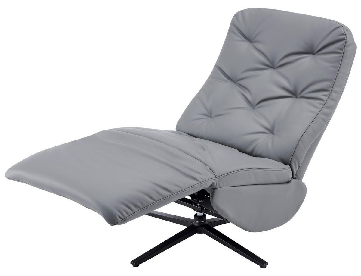 RELAXSESSEL NORA Lederlook, Mikrofaser    - Schwarz/Grau, Design, Textil/Metall (68/113/84cm) - Livetastic