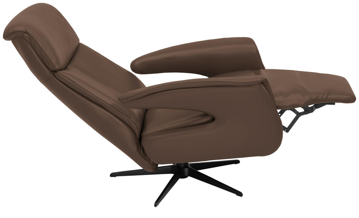 RELAXSESSEL in Leder Braun  - Schwarz/Braun, Design, Leder/Metall (78/106/88cm) - Welnova