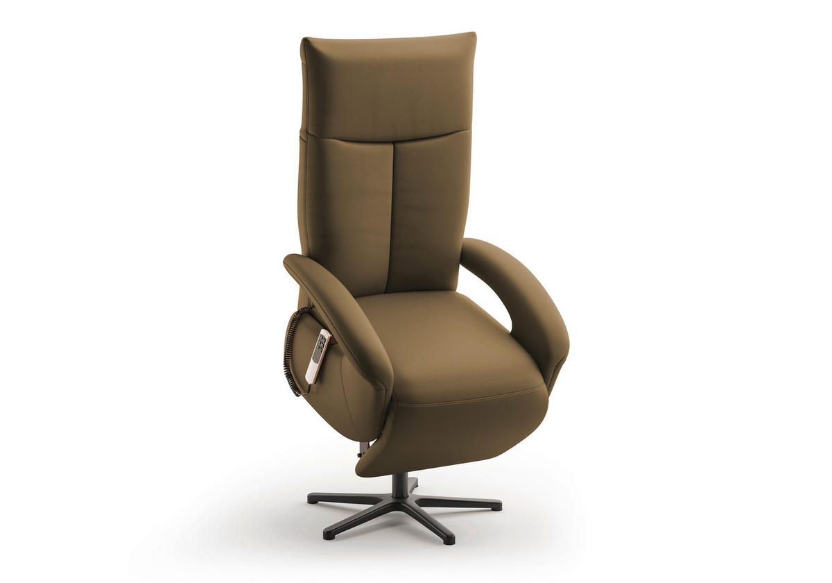 SESSEL in Echtleder Olivgrün  - Schwarz/Olivgrün, Konventionell, Leder/Metall (74/112/82cm) - Sit & More