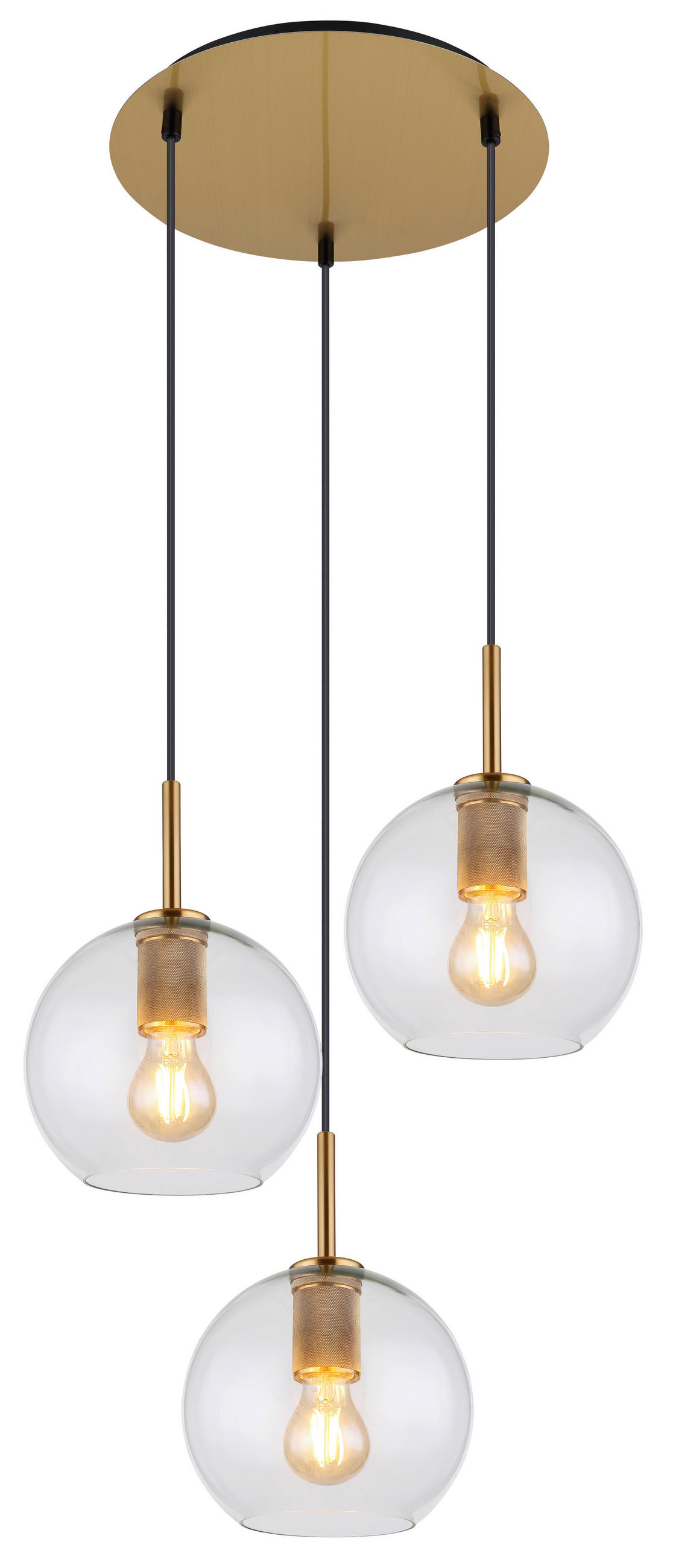 HÄNGELEUCHTE 47/120 cm    - Klar/Messingfarben, Design, Glas/Kunststoff (47/120cm) - Globo