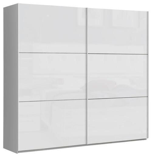 home24 SKRIŇA S POS. DVER. – HOR.VED, biela, biela s vysokým leskom, 220/209,7/61,2 cm