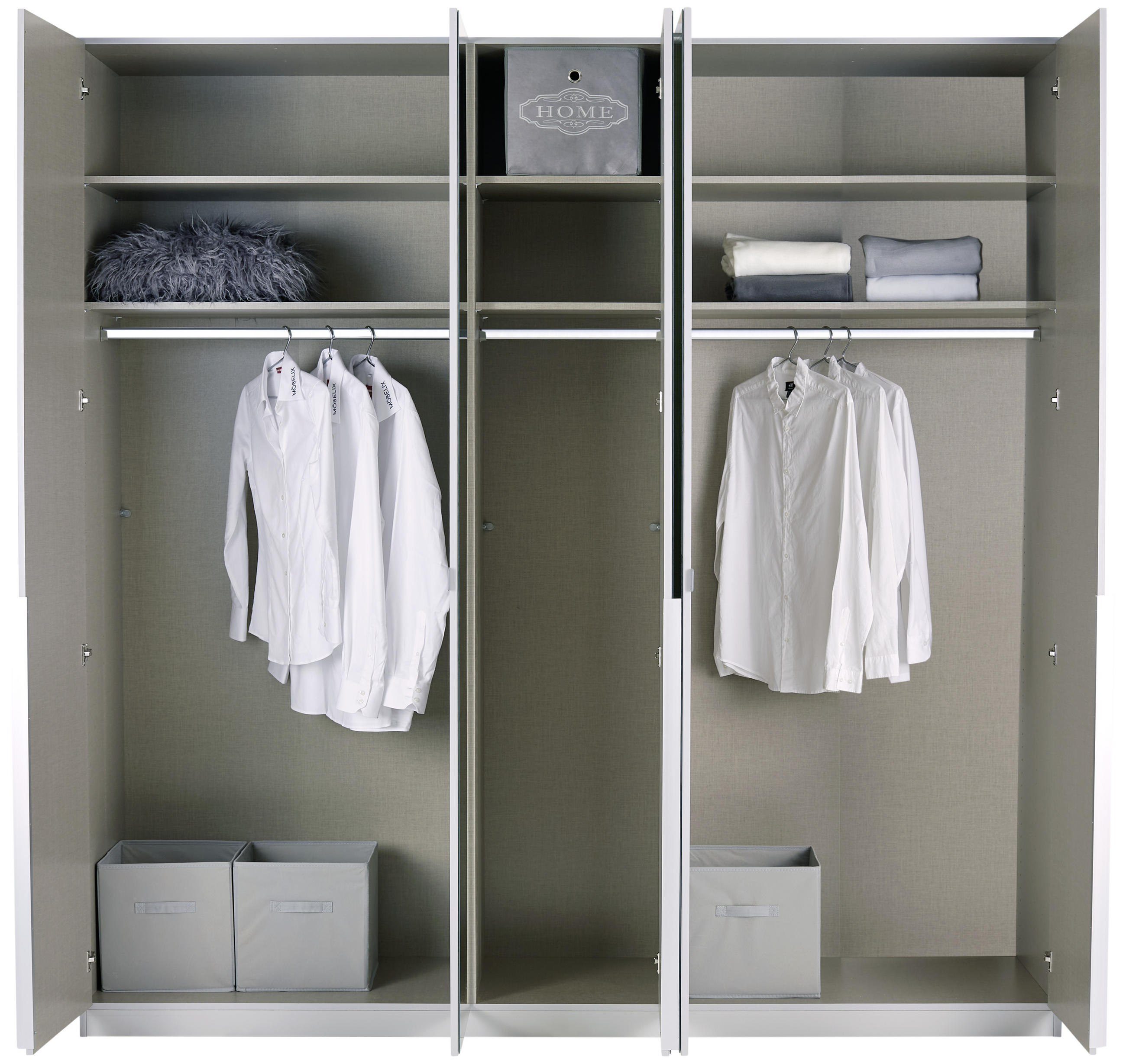 DREHTÜRENSCHRANK in Silberfarben, Hellgrau  - Silberfarben/Hellgrau, Modern, Holzwerkstoff (226/229/54cm) - Rauch Möbel