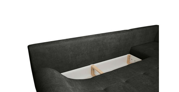 ECKSOFA Schwarz Struktur  - Schwarz, KONVENTIONELL, Textil/Metall (274/194cm) - Carryhome
