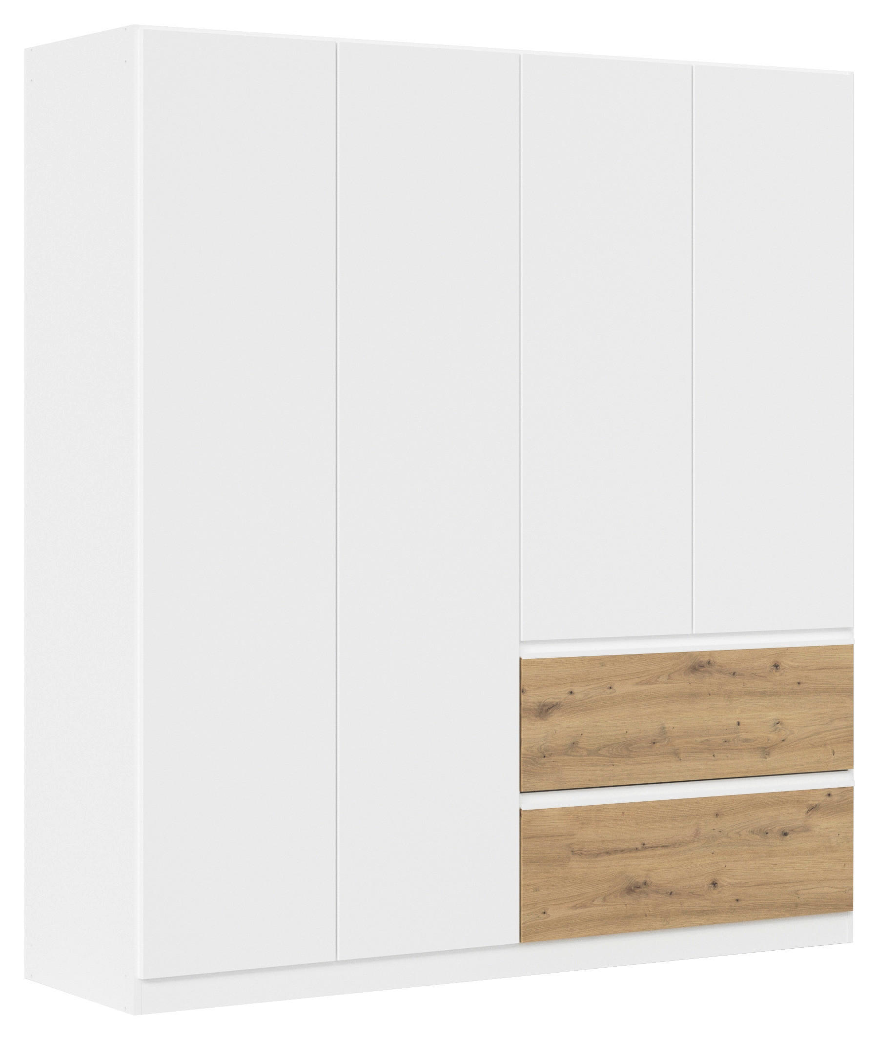 DREHTÜRENSCHRANK in Weiss, Eiche Artisan  - Weiss/Eiche Artisan, Modern, Holzwerkstoff (181/197/54cm) - Rauch Möbel