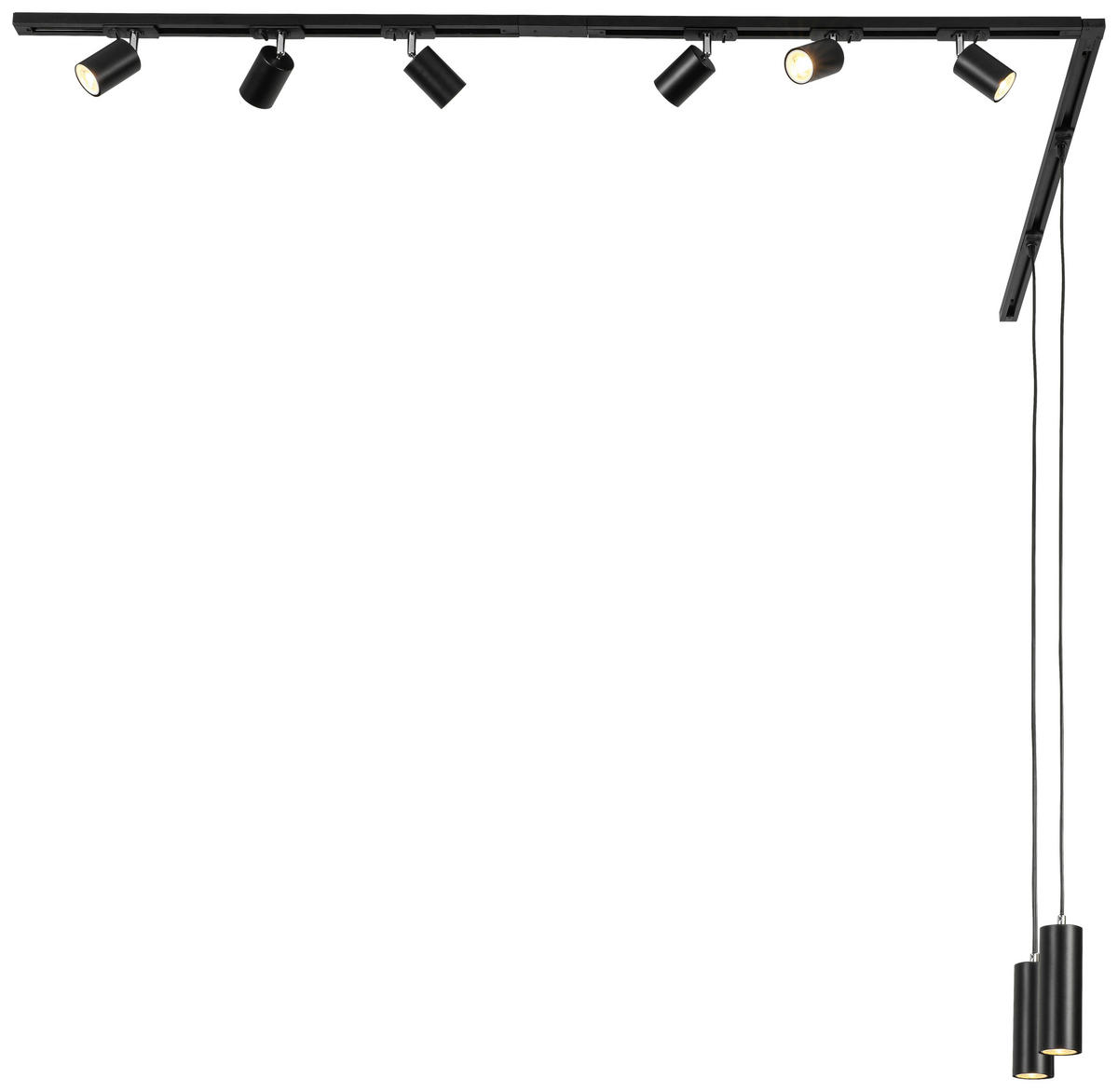 DECKENLEUCHTE 262 cm   - Schwarz, Trend, Kunststoff/Metall (262cm) - Novel