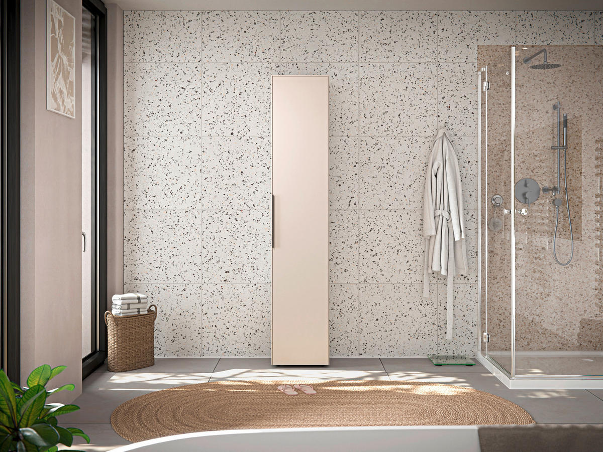 HOCHSCHRANK 38/192/30 cm  - Kaschmir/Schwarz, Design, Holzwerkstoff/Kunststoff (38/192/30cm) - home24