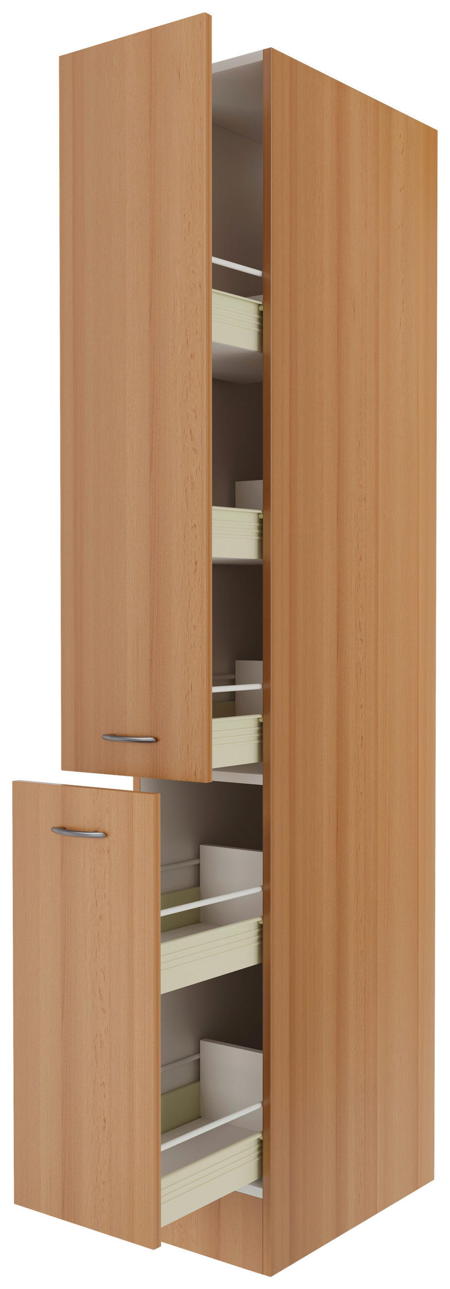 APOTHEKERSCHRANK 30/200/60 cm  in Buchefarben  - Edelstahlfarben/Buchefarben, MODERN, Holzwerkstoff/Kunststoff (30/200/60cm) - FlexWell
