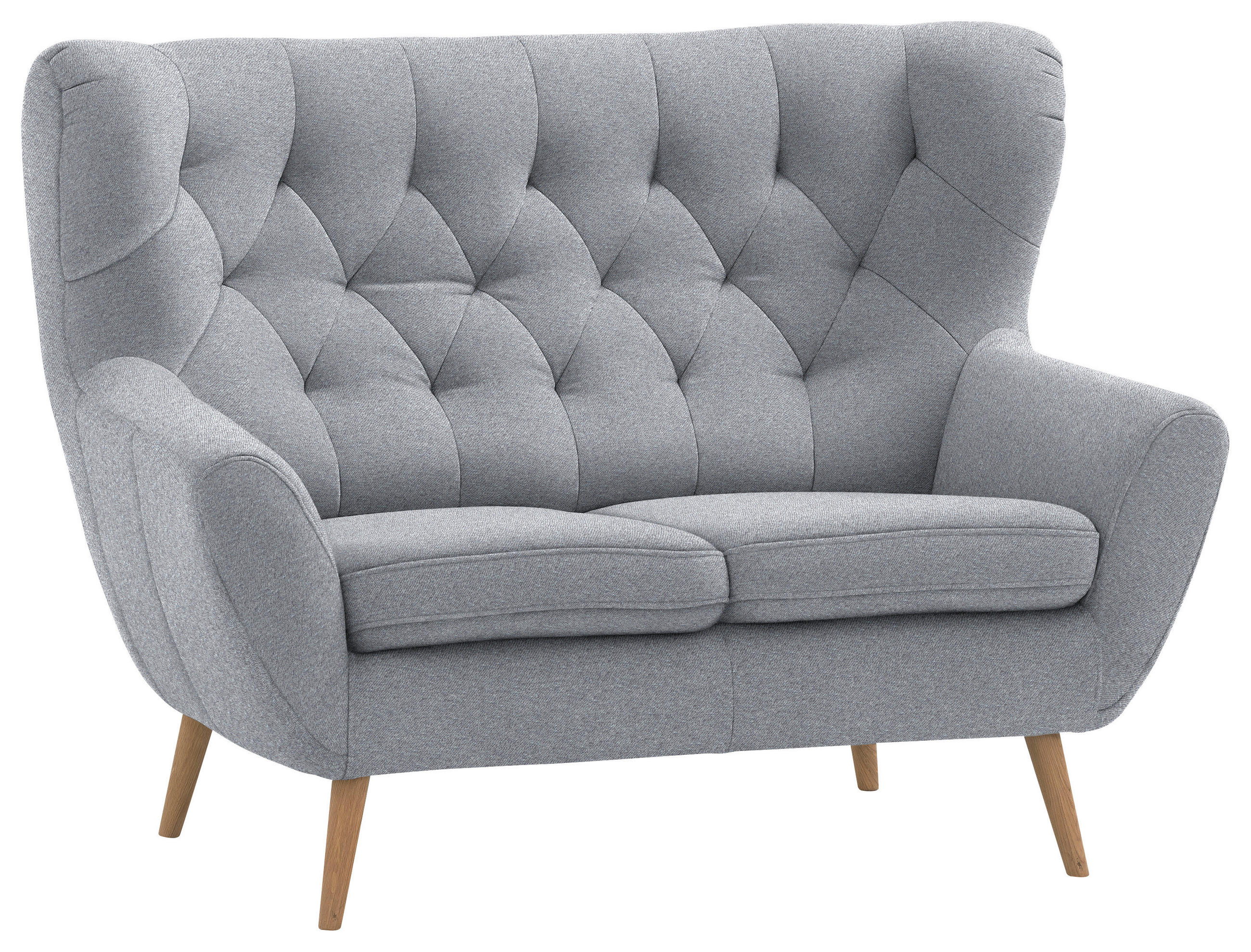 2-SITZER-SOFA in Mikrofaser Grau  - Eichefarben/Beige, Design, Holz/Holzwerkstoff (138/104/92cm) - Stylife