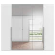 DREHTÜRENSCHRANK 251/235/61 cm,  in Weiß, 5-türig  - Chromfarben/Schwarz, Basics, Glas/Holzwerkstoff (251/235/61cm) - Novel