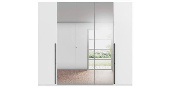 DREHTÜRENSCHRANK 251/235/61 cm,  in Weiß, 5-türig  - Chromfarben/Schwarz, Basics, Glas/Holzwerkstoff (251/235/61cm) - Novel