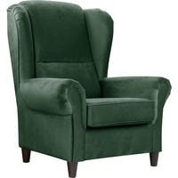 OHRENSESSEL Plüsch Dunkelgrün  - Dunkelgrün/Schwarz, Design, Holz/Textil (94/112/92cm) - MID.YOU