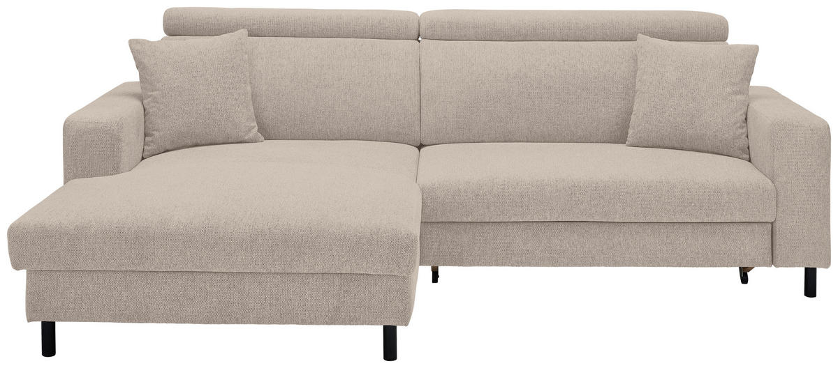 ECKSOFA Ottomane links, Eckteil  Taupe Flachgewebe  - Taupe/Schwarz, Design, Textil/Metall (166/262cm) - Xora