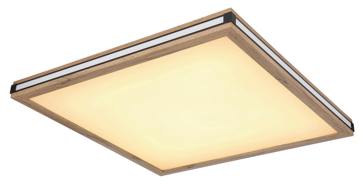 LED-DECKENLEUCHTE 36 W    60/60/7,5 cm  - Weiss/Dunkelbraun, Natur, Holzwerkstoff/Kunststoff (60/60/7,5cm) - Globo