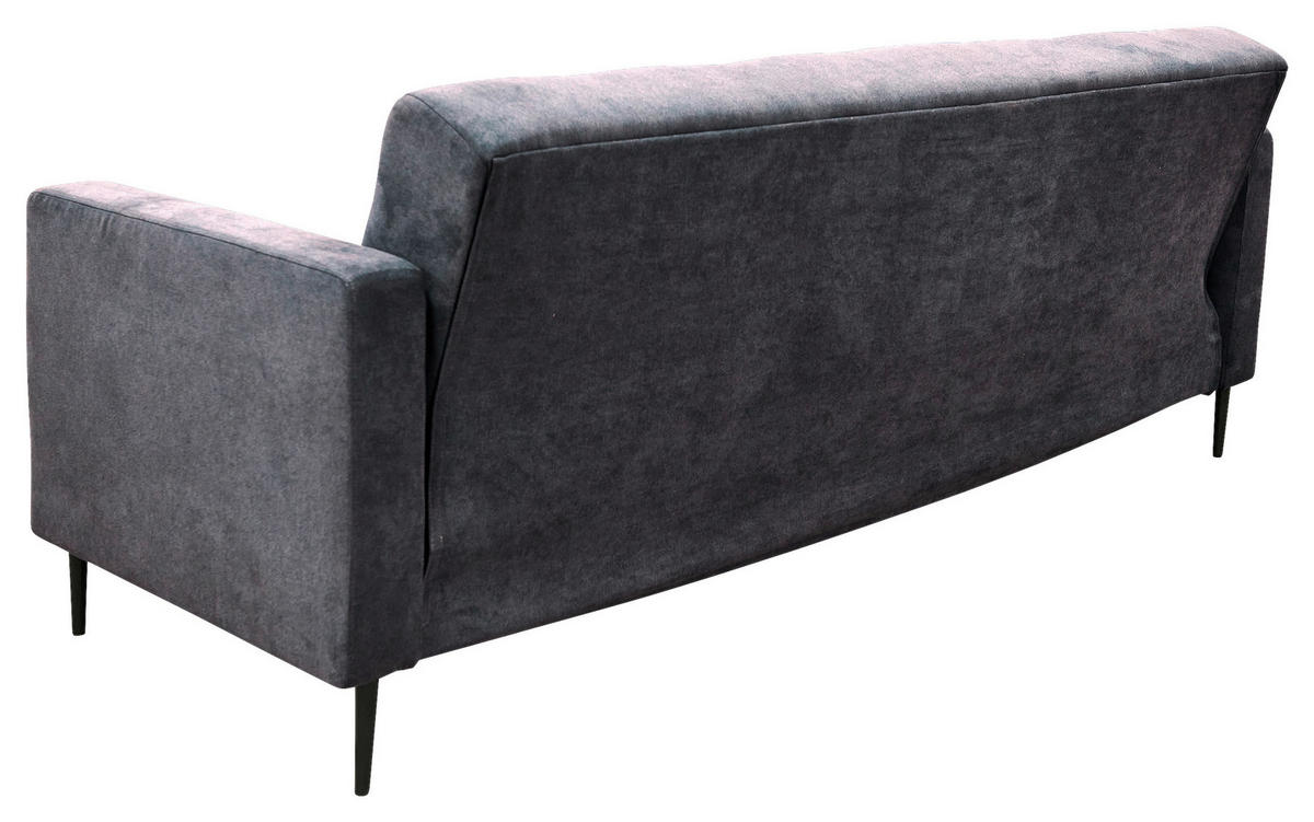 SCHLAFSOFA in Mikrofaser Dunkelgrau  - Dunkelgrau/Schwarz, Design, Textil/Metall (223/89/86cm) - P & B