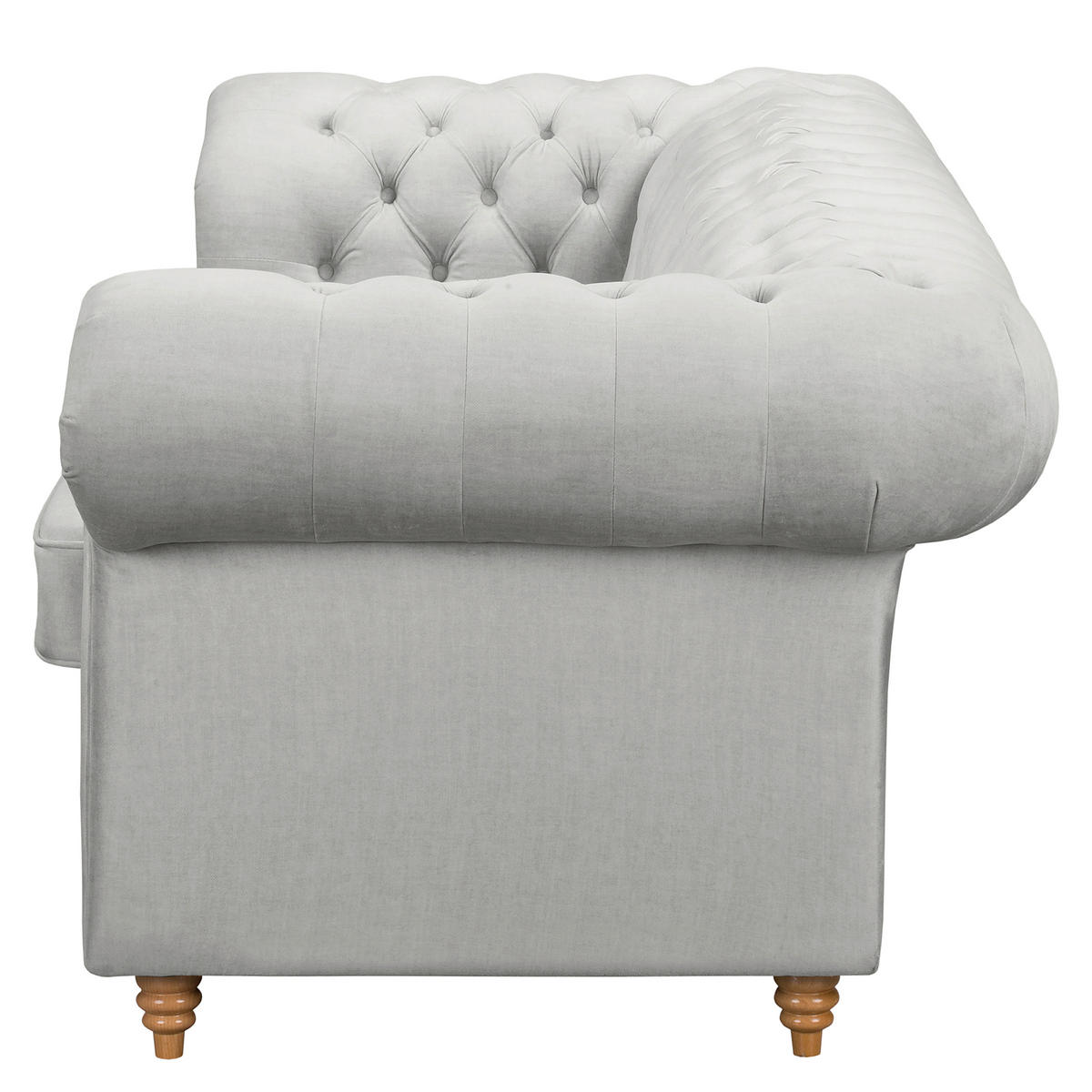 3-SITZER-SOFA Mikrofaser Hellgrau  - Hellgrau/Braun, Design, Holz/Textil (218/75/91cm) - P & B