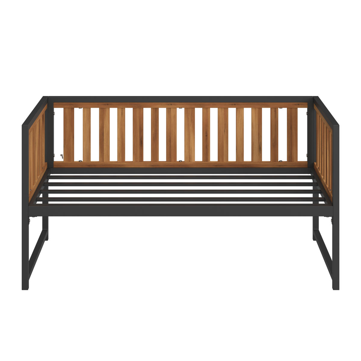 LOUNGEGARNITUR   Akazie massiv Eisen  - Schwarz/Akaziefarben, MODERN, Holz/Textil - Beldano