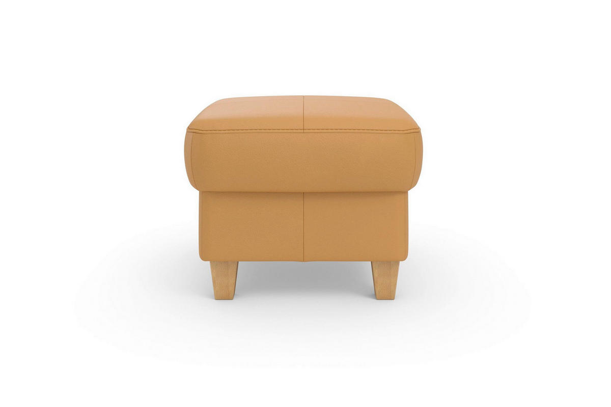 TABURETKA, koža, 58/48/58 cm - farba duba/kari žltá, Basics, koža/drevo (58/48/58cm) - Sit & More