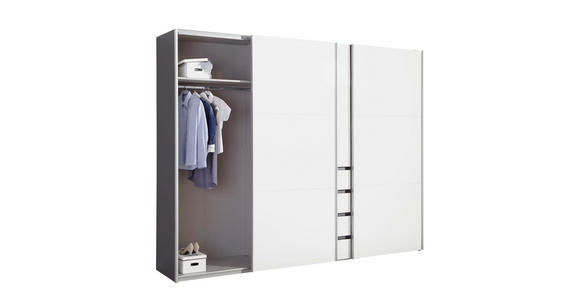 KLEIDERSCHRANK in Graphitfarben, Weiß - Alufarben/Graphitfarben, Design, Holzwerkstoff/Metall (300/236/68cm) - Hom`in