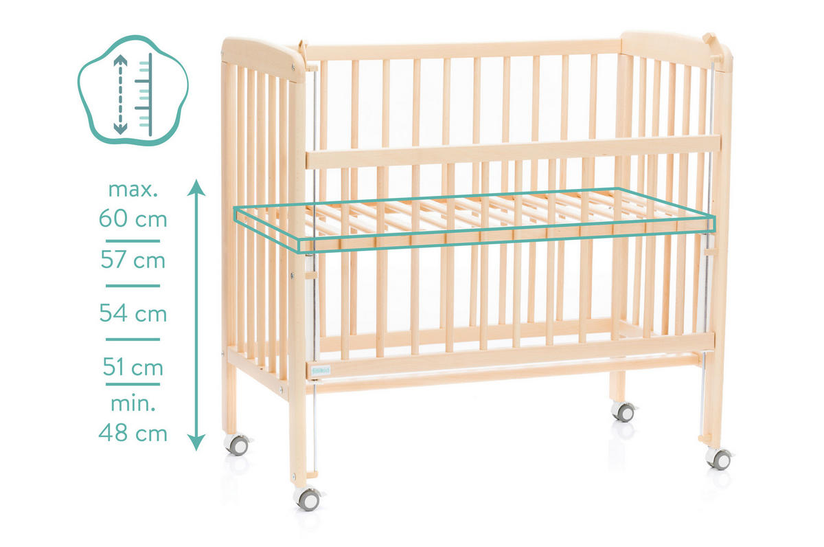 BEISTELLBETT Nino  - Naturfarben, Basics, Holz (94/69/85cm) - Fillikid