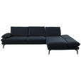ECKSOFA  in Echtleder Dunkelblau  308/195 cm  - Schwarz/Dunkelblau, Design, Leder/Metall (308/195cm) - Dieter Knoll
