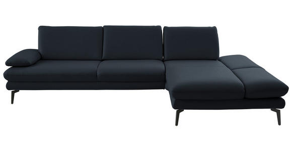 ECKSOFA  in Echtleder Dunkelblau  308/195 cm  - Schwarz/Dunkelblau, Design, Leder/Metall (308/195cm) - Dieter Knoll