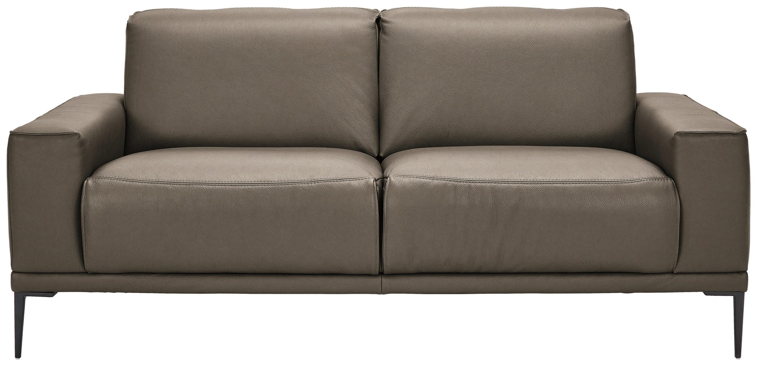2-SITZER-SOFA Echtleder Taupe  - Taupe/Schwarz, Design, Leder/Metall (180/82/92cm) - Johann Jakob