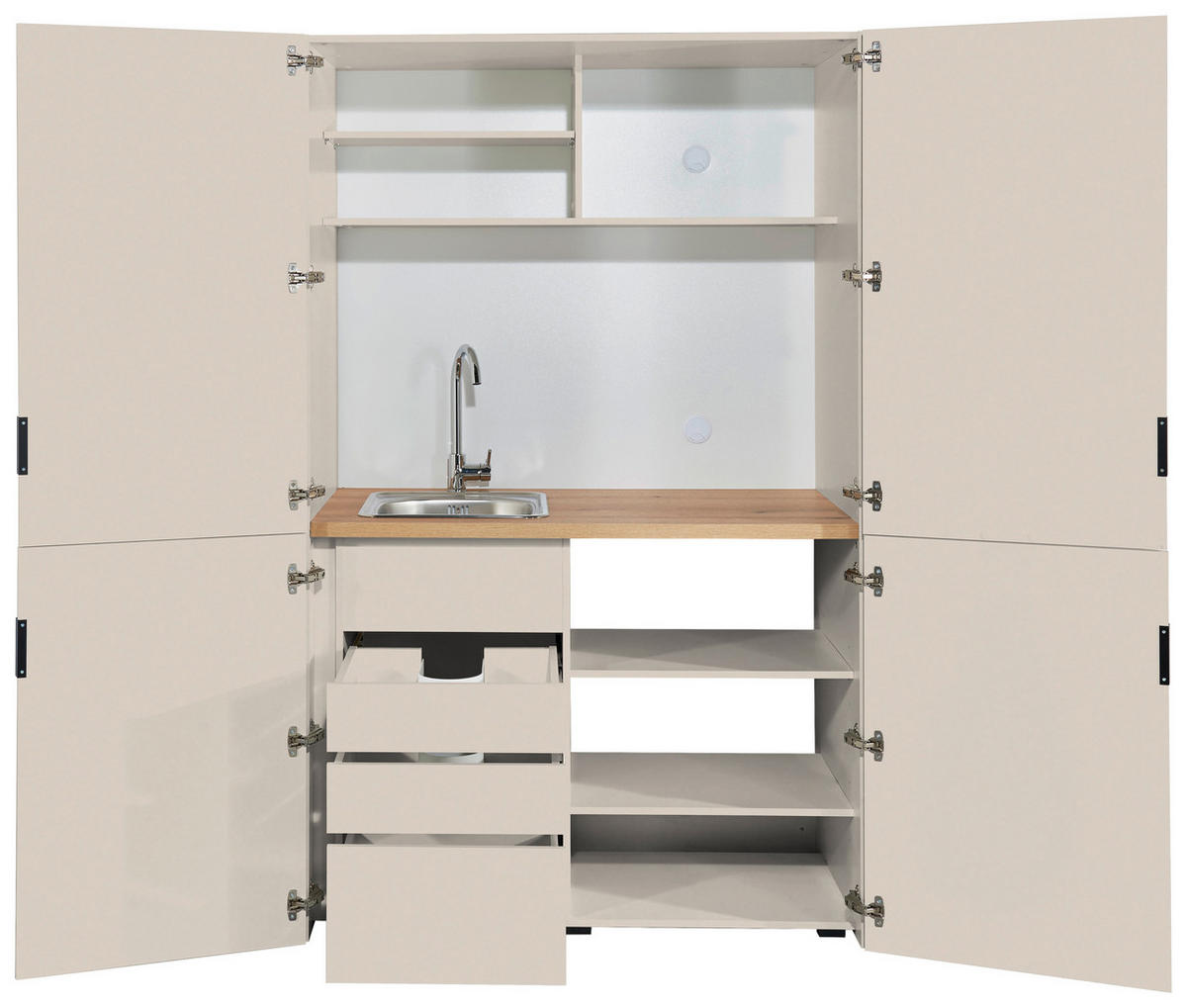 SCHRANKKÜCHE  124/200/70 cm  in Kaschmir  - Kaschmir/Eichefarben, KONVENTIONELL, Holzwerkstoff/Metall (124/200/70cm) - Carryhome