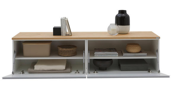 LOWBOARD  180/46/41 cm  erweiterbar, Typenauswahl, Beimöbel erhältlich, umfangreiches Zubehör erhältlich, stehend, hängend  - Eichefarben/Silberfarben, Design, Holzwerkstoff/Kunststoff (180/46/41cm) - Dieter Knoll