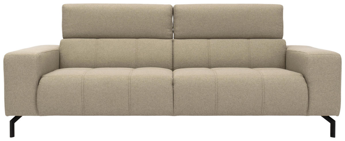 3-SITZER-SOFA in Webstoff Schlammfarben  - Schlammfarben/Schwarz, Design, Textil/Metall (238/79/104cm) - MID.YOU