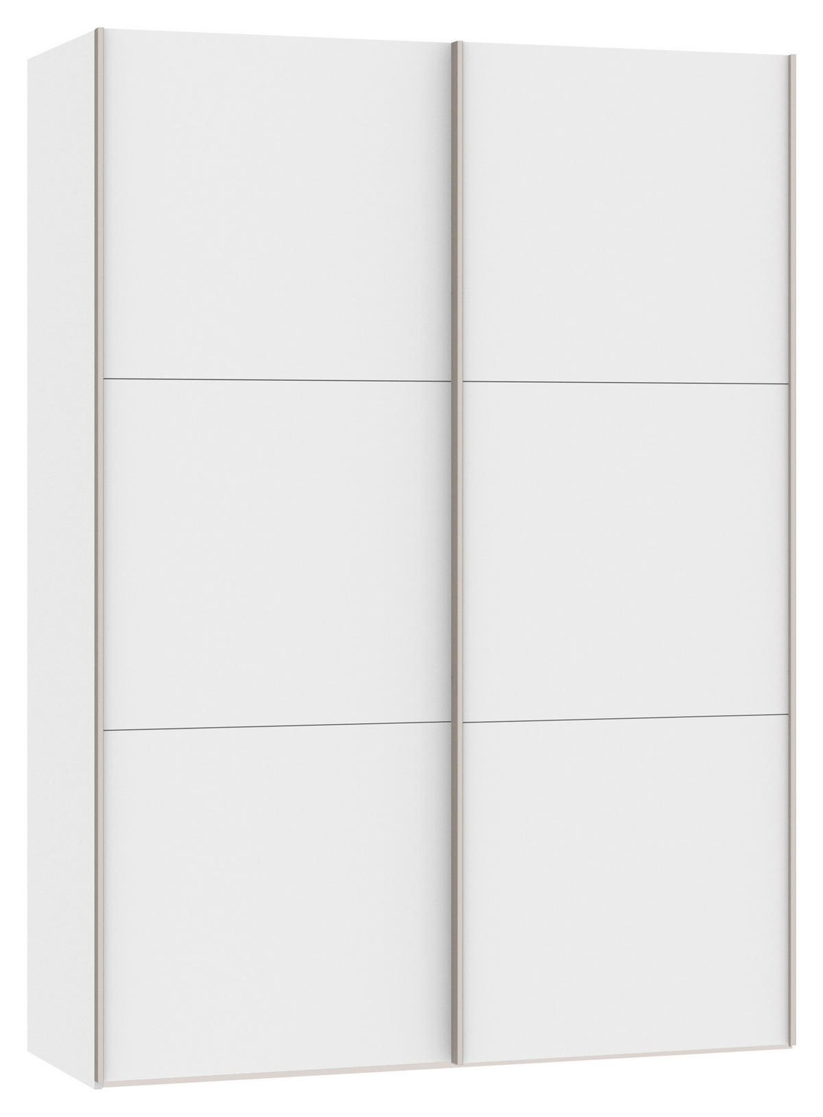 SCHWEBETÜRENSCHRANK 152/215/65 cm 2-türig Weiß  - Edelstahlfarben/Weiß, Design, Holzwerkstoff (152/215/65cm) - Boxxx