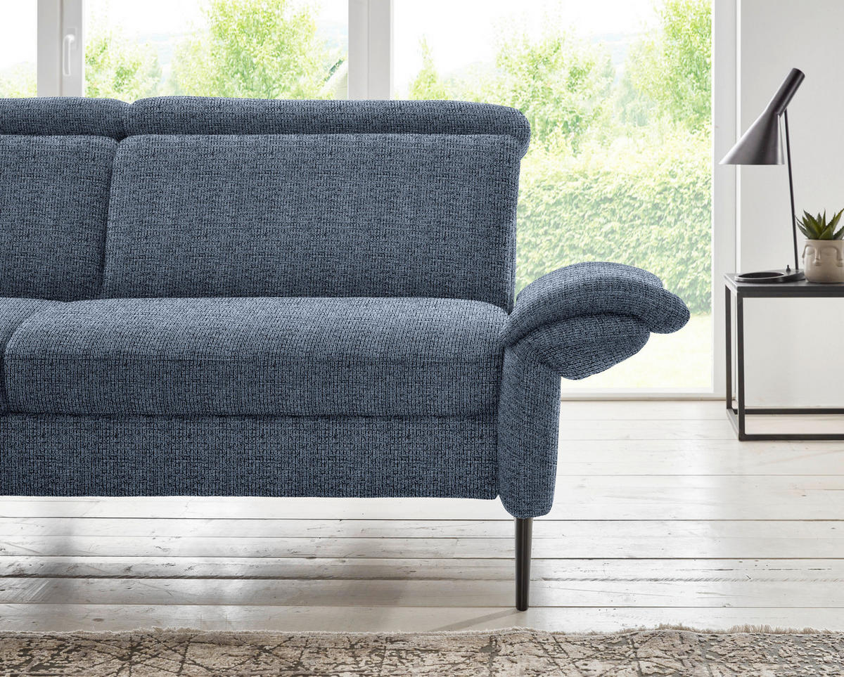 ECKSOFA in Struktur Blau  235/275 cm  - Blau/Schwarz, MODERN, Textil/Metall (235/275cm) - Cantus